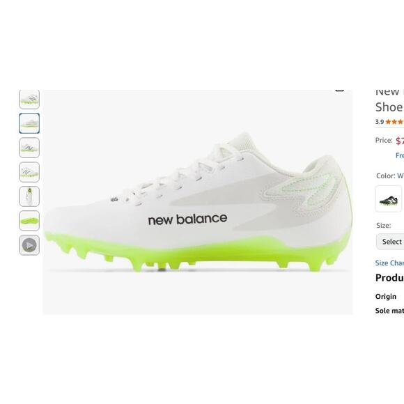 Mens 7 New Balance Men's Rush V4 Low Lacrosse Shoe Molded Cleats Shoes - Picture 3 of 8